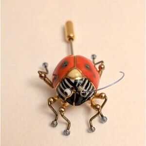 Jewelry 10 Ladybug Beetle Artisan Handmade Cynthia Chuang Stick Pin Brooch FLAW